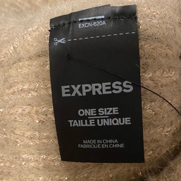 Express Tan Fuzzy Knit Hat - Picture 2 of 4